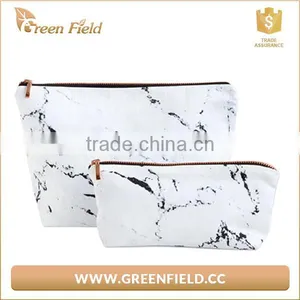 Fashion Washable Kraft Paper Marble Cosmetic Bag Travel Plain Toiletry Makeup Bag for Women thumbnail-3