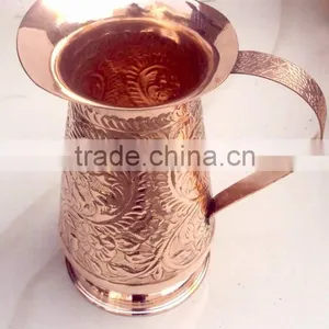 NICELY EMBOSSED 100% PURE COPPER PITCHER FOR WATER, BEER, MOSCOW MULE, VODKA, TRADITIONAL SOLID COPPER WATER JUG thumbnail-1