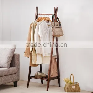 Wooden Coat Hanger With Base Board Wooden Clothes Rack thumbnail-2
