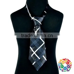 New Arrival Baby Kids Products Navy Plaid Fabric Necktie Ties for Boys thumbnail-5