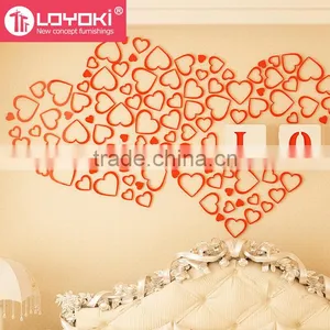 Hot Sale New Love Shape Wood Home Decor Wall Stickers 3D Art Sticker for Living Room thumbnail-1