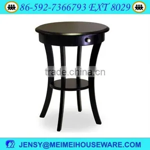 Round Wooden Coffee Table With Shelf thumbnail-1