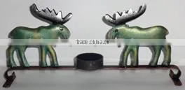 IRON 2 DEER TEA LIGHT STAND thumbnail-1