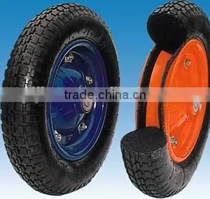 13inch Solid Wheelbarrow Wheels With Metal Rim Flat Free Tyre thumbnail-3
