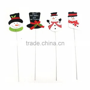 2017 Christmas Metal Decorative Santa Snowman Hat Stake Garden Ornament thumbnail-1