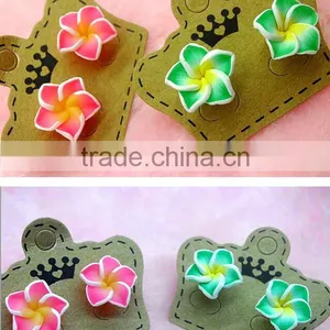 Fashion Hawaiian Plumeria Flower Stud Earring Designs for Women,Kids Polymer Clay Earrings thumbnail-1