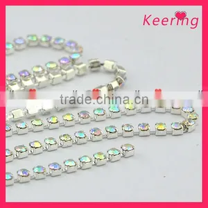 Crystal Roll AB Stones Rhinestone Cup Chain With Silver Claw WRC-013 thumbnail-2