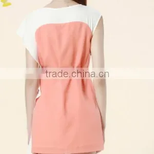 Symmetrical Sleeve Type Mosaic Dress Compliant Impact Color Skirt thumbnail-3