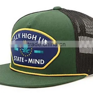 Custom Flat Brim With Rope Woven Patch Trucker Cap Mesh Cap thumbnail-2