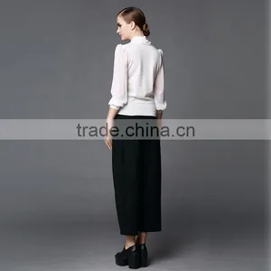 White Colour High Quality Long Sleeve Latest Fashion Blouse Design for Lady thumbnail-2