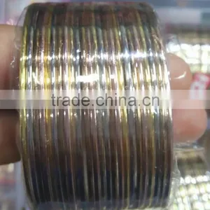 2 Tone Thin Gold Plated BRACELET BANGLES Set thumbnail-1
