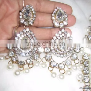 PEARL Gold Plated BRIDAL Necklace EARRING Set thumbnail-3
