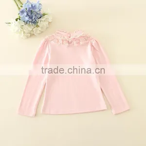 Child One Piece Undershirts Long Sleeves Top for Girls Baby Pink and White Long Sleeves T-shirts for Autumn thumbnail-3