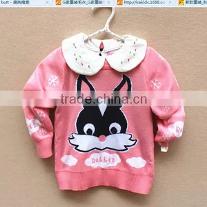 Lovely Rabbite Knitting Pattern Pink Red Baby Girls Stylisg Latest Sweater thumbnail-2