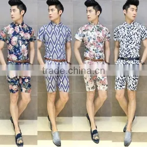 Hot Sale Hawaiian Style Funky Shirt Men Dress Shirt and Pants thumbnail-1