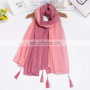 Cotton Candy Color Tassels Scarf Cotton Fringe Solid Scarves Female Fashion Accesseries thumbnail-3