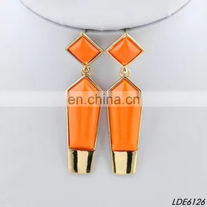 Orange Pencil Stub Earrings Fashion Gold Dangle Earrings thumbnail-2