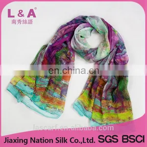 2017 Digital Printing 100% Silk Scarf Shawl Scarf Factory thumbnail-1