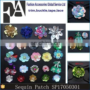 2017 New Look 3D Handmade Colorful Sequin Flower With Pearl and Rhinestone thumbnail-6