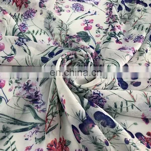 Beautiful Flowers Print Lightweight Chiffon Fabric for Women's Dress thumbnail-3