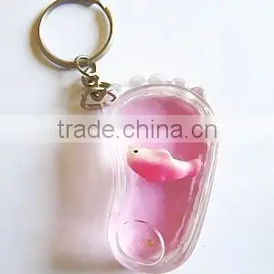 Plastic Round Shape Keychain, Acrylic Fish Inside Keychain thumbnail-4