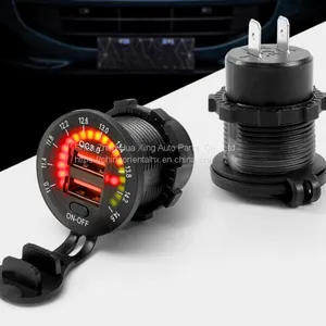 12-24V QC 3.0 Dual Usb Port Car Charger With Colorful Digital Voltmeter On/off Switch thumbnail-1