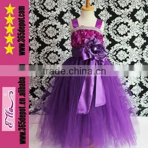 Wholesale Purple Long Wedding Tutu Dresses Evening Gowns For Kids thumbnail-1