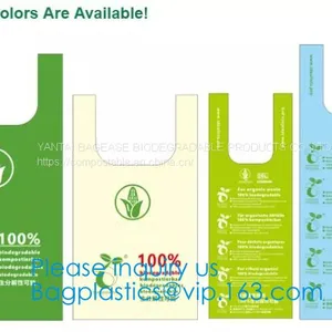 PBAT PLA Cornstarch Grocery Shopping Bag Vest Carrier, Singlet Handle Handy Killeen Bags Sacks Packaging Produce Roll thumbnail-1