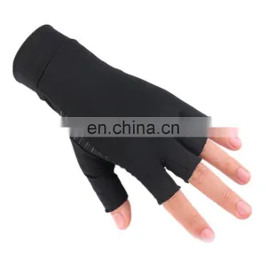 Black Half Finger Copper Infused Carpal Tunnel Arthritis Compression Gloves For Pain thumbnail-4