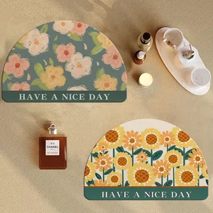 Sheenyoo Factory Wholesale Semi Circle Diatomite Stone Bath Mat thumbnail-1
