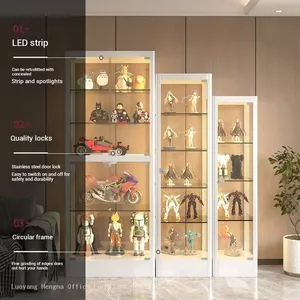 Starry Night Black Figure Display Cabinet With Heavy-Duty Metal Frame & Adjustable Height Shelves for Model Shop thumbnail-2