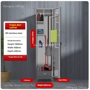 Rust-proof Stainless Steel Broom Closet With Water Collection Tray, Space-saving Slim Cleaning Utility Locker for Gym and Fitness Club thumbnail-2