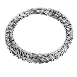 Factory Direct Galvanized Razor Blade Barbed Wire Roll Concertina Coil for Fence Protection thumbnail-4