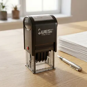Self Inking Plastic Date Stamp 32x32mm Rectangle Adjustable Calendar Custom Logo for Office Documents and Daily Records thumbnail-1