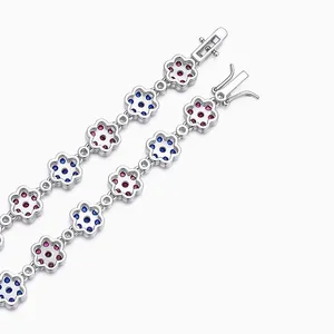 Shining Star Jewelry Iced Out Chain Wholesale Multi Color Flower Tennis Necklace thumbnail-1