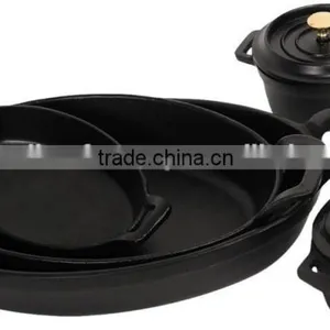 Black Round Serving Dish and Platters With Lid / Cocotte Cast Iron Dish , Manufacture of Serving Dish thumbnail-2