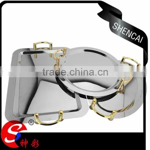 Clearly Mirror Polished Metal Serving Trays Wholesale Mirror Serving Tray With Round+rectangle+oval Shap thumbnail-1