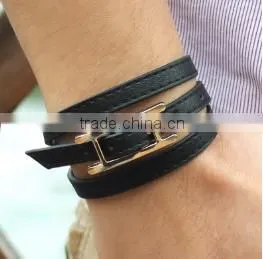Fashion Design Charm Custom Bracelet Mens Leather Bracelet for Men thumbnail-3