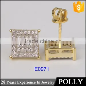 Hip Pop Jewelry Fashion Stud Earring 925 Silver Square Shape thumbnail-1