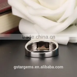 1.5CT Genuine Smoky Quartz Ring Cheap Gemstone 925 Sukver Jewelry Men's Ring thumbnail-4