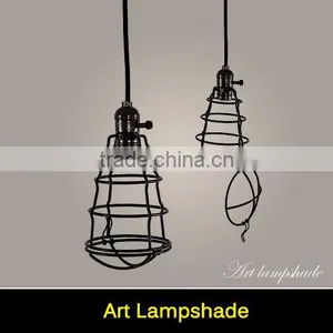 Art Deco Vintage Industrial Antique Metal Cage Pendant Light Factory Wire Steel Lampshade 220V E27 Lamp Holder thumbnail-1
