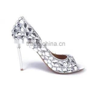 Shoes Women Sexy Fashion Peep Toe Shoes Dropshipping Sandals Wholesale Clear Crystal Wedding Shoes thumbnail-1