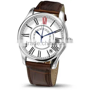 2015 Trendy Design Stainless Steel Back Water Resistant Leather Band Factory Watch thumbnail-3