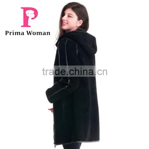 2015 Winter Women Medium Length Slim Fit Coat With Hat Overcoat thumbnail-3