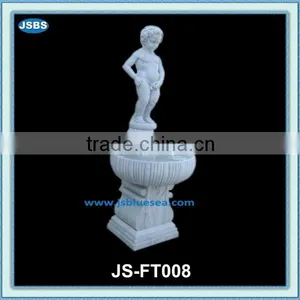 White Stone Boy Statue Peeing Fountain thumbnail-1