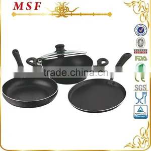 MSF Indian Hot Sale Cookware 4pcs Aluminum Cookware Set Frypan Tawa Wok MSF-6301 thumbnail-1