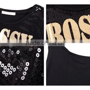 Factory Low Price Dance Beaded Printed Sleeveless Crop Tops thumbnail-6