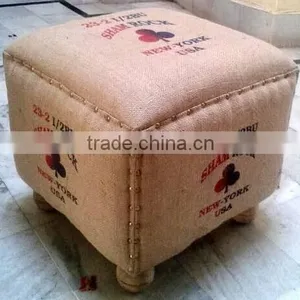 Printed Jute Fabric Stool thumbnail-1
