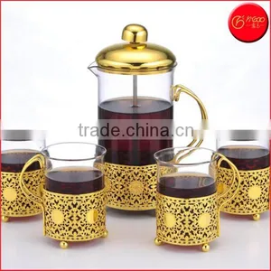 Unique French Coffee Press Golden Metal Type French Coffee Maker Press thumbnail-1