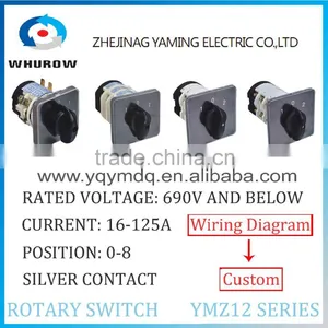 Cam Switch YMZ12 Series White Black Changeover Combination Rotary Switch 0-8 Positions 16-125A Ui 690V Sliver Point Contacts thumbnail-2